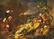 Jan Davidsz. de Heem Fruit and a Vase of Flowers oil on canvas